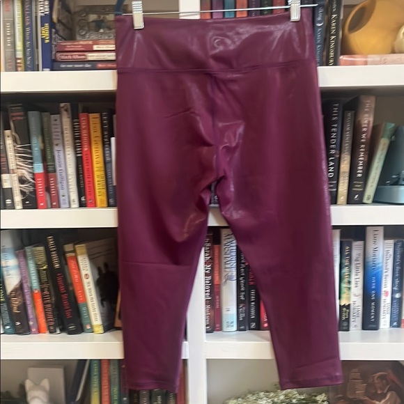 Ziya Shiny Metallic Maroon Leggings - Picture 5 of 6